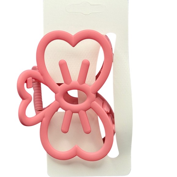 Matte Pink Butterfly Heart Hair Claw Clip Fashion Jewelry Accessory New - Picture 2 of 5